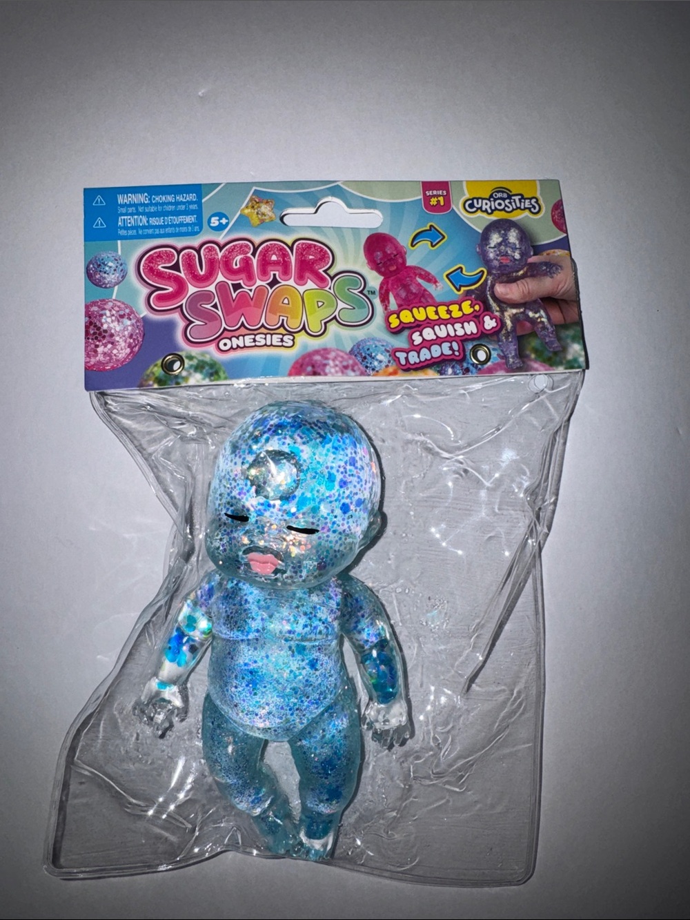 Viral baby Sugar swap Blue Glitter Onesies Squeeze Toy